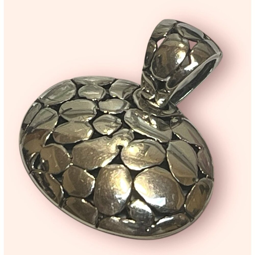 Solid Sterling 925 Silver Cobblestone Snakeskin T… - image 2